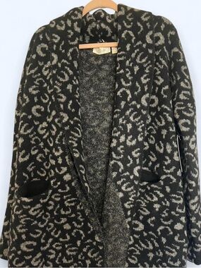 RD Style Black and Gray Leopard Print Open Front Blazer